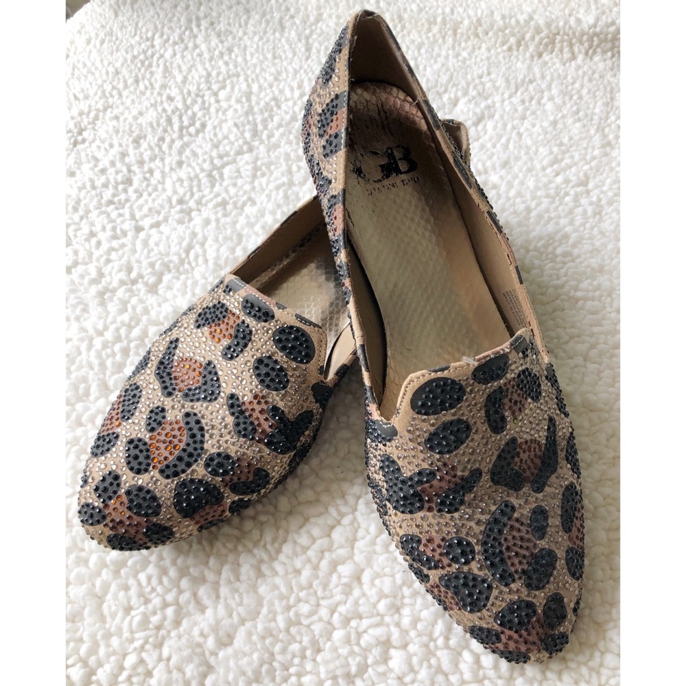 Gianni Bini Leopard Bedazzled Loafers Size 7.5